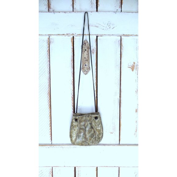 Vintage Sharif tan brown leather snake embossed shoulder purse - Picture 2 of 6